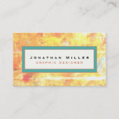 黄色のオレンジ色とターコイズ抽象芸術（フレームあり） 名刺 (正面)