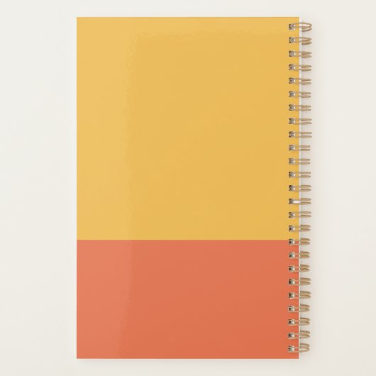 黄色のオレンジ色のブモダンロックパーソナライズされた名 プランナー手帳 (裏面)