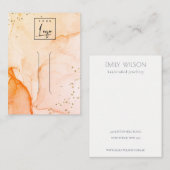 黄色のオレンジ色の水のカラーテクスチャヘアクリップの表示 名刺 (正面/裏面)