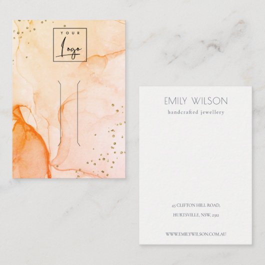 黄色のオレンジ色の水のカラーテクスチャヘアクリップの表示 名刺 (正面/裏面)