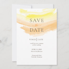 黄色のオレンジ色の水のスプラッシュ セーブザデート