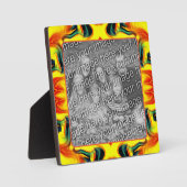 黄色のオレンジ色の緑の渦巻き旋回が自分の写真を作成 フォトプラーク (正面)