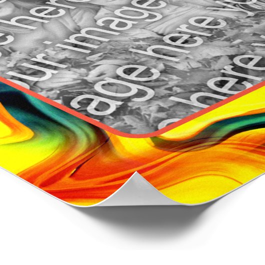 黄色のオレンジ色の緑の渦巻き旋回が自分の写真を作成 ポスター (角)