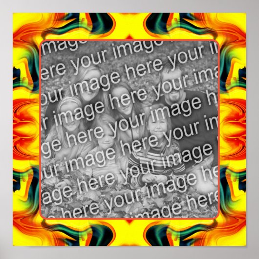 黄色のオレンジ色の緑の渦巻き旋回が自分の写真を作成 ポスター (正面)