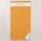 黄色のオレンジ色の花嫁の名前の書エレガント跡 ビーチタオル (正面)