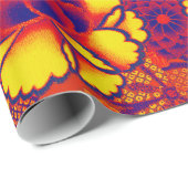 黄色のオレンジ色の花牡丹、バラ日本のフローラ ラッピングペーパー (ロールコーナー)