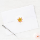 黄色のオレンジ色の茶色のひまわり追加の名前文字フローラ ラウンドシール (封筒)