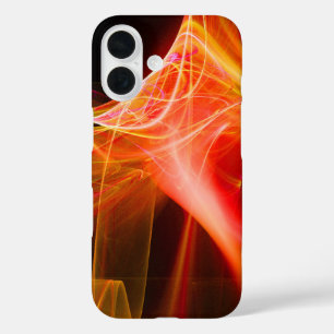 黄色のオレンジ色の赤でフラクタル渦 iPhone 16ケース