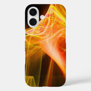 黄色のオレンジ色の赤でフラクタル渦 iPhone 16ケース