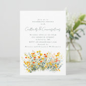 黄色のオレンジ色の野生の花のカクテル会話 招待状 (スタンド正面)