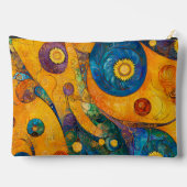 黄色のオレンジ色の青い紫の抽象芸術 アクセサリーポーチ (裏面)