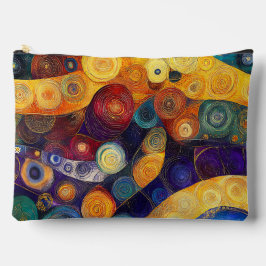 黄色のオレンジ色の青い紫の抽象芸術 アクセサリーポーチ