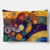 黄色のオレンジ色の青い紫の抽象芸術 アクセサリーポーチ (裏面)