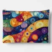 黄色のオレンジ色の青い紫の抽象芸術 アクセサリーポーチ (正面)