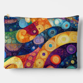 黄色のオレンジ色の青い紫の抽象芸術 アクセサリーポーチ