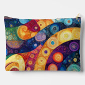 黄色のオレンジ色の青い紫の抽象芸術 アクセサリーポーチ (裏面)