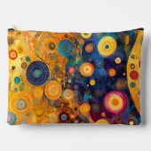 黄色のオレンジ色の青い紫の抽象芸術 アクセサリーポーチ (正面)