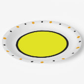 黄色のオレンジ色の黒いドット ペーパープレート (アングル)