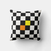 黄色のオレンジ色の黒い白いチェッカーボード クッション (裏面)