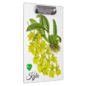 黄色のオーキッドフラワークリップボパーソナライズされたード クリップボード (右)
