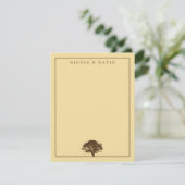 黄色のオークの木のパーソナライズされたカップル感謝のメモ 招待状 (スタンド正面)