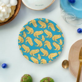 黄色のカエルの漫画 ペーパープレート