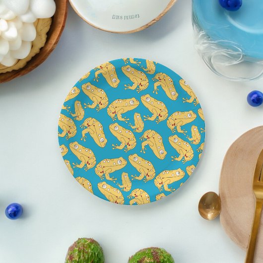 黄色のカエルの漫画 ペーパープレート