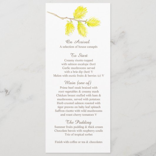 黄色のカタキンスの水結婚色のメニュー メニュー (裏面)