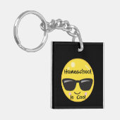 黄色のカッコいいスマイルと黒の背景 キーホルダー (正面左)