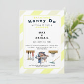 黄色のカップルシャワーのグリルと修理 招待状 (スタンド正面)