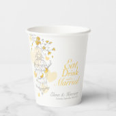 黄色のカバエ結婚の名前をカスタムする灰色の白 紙コップ (裏面)