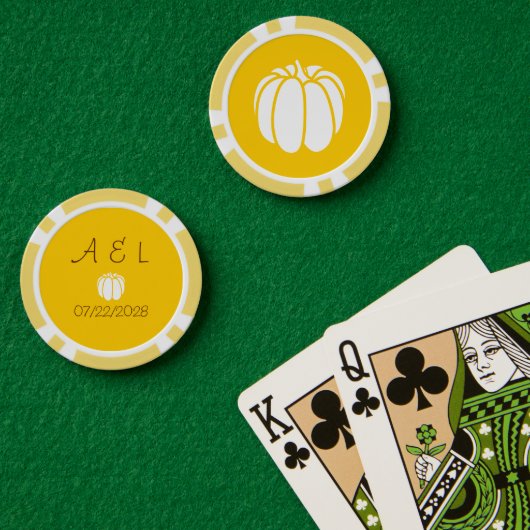 黄色のカボチャのパッチ ポーカーチップ (ポーカーテーブル (ダブル))