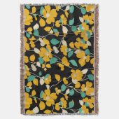 黄色のカメリア葉ス、白の緑のフローラ スローブランケット (正面縦)