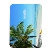 黄色のカヤックのビーチ長方形の磁石