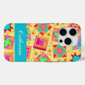 黄色のカラフルパッチワークキルトブロックカスタム Case-Mate iPhoneケース (裏面 (横))
