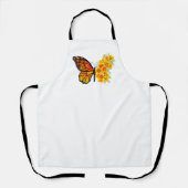 黄色のカリフォルニアポピーと花の蝶 エプロン (正面)