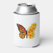 黄色のカリフォルニアポピーと花の蝶 缶クーラー (缶裏面)