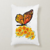 黄色のカリフォルニアポピーを持つ花蝶 アクセントクッション (正面(垂直))