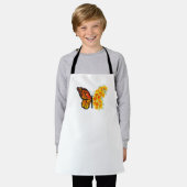 黄色のカリフォルニアポピーを持つ花蝶 エプロン (着用した状態)