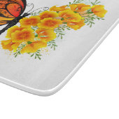 黄色のカリフォルニアポピーを持つ花蝶 カッティングボード (角)