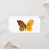 黄色のカリフォルニアポピーを持つ花蝶 カード (正面/裏面インサイチュ)