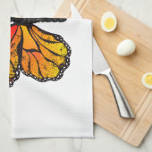 黄色のカリフォルニアポピーを持つ花蝶 キッチンタオル (四つ折り)