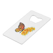 黄色のカリフォルニアポピーを持つ花蝶 クレジットカード栓抜き (正面アングル)