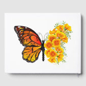 黄色のカリフォルニアポピーを持つ花蝶 ゲストブック (裏面)