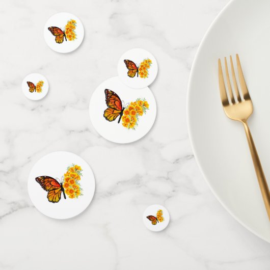 黄色のカリフォルニアポピーを持つ花蝶 コンフェッティ (グループ)