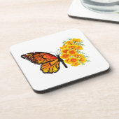 黄色のカリフォルニアポピーを持つ花蝶 コースター (左側)