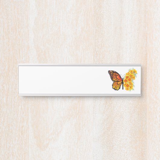 黄色のカリフォルニアポピーを持つ花蝶 サインプレート (正面)