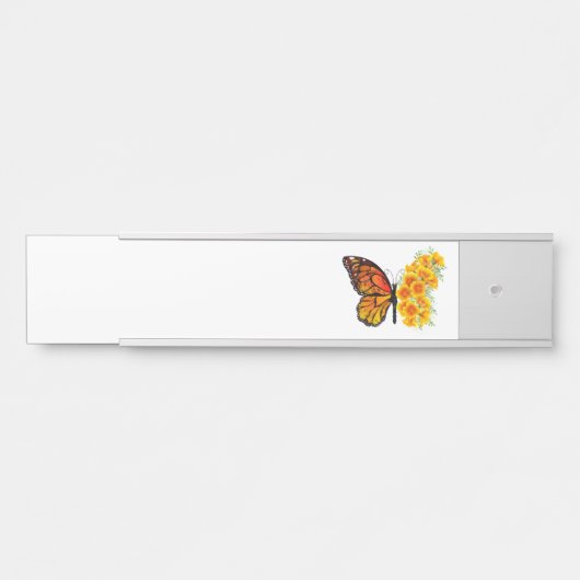 黄色のカリフォルニアポピーを持つ花蝶 サインプレート (正面)