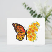 黄色のカリフォルニアポピーを持つ花蝶 サンキューカード (スタンド正面)