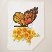 黄色のカリフォルニアポピーを持つ花蝶 シェルパブランケット (正面)